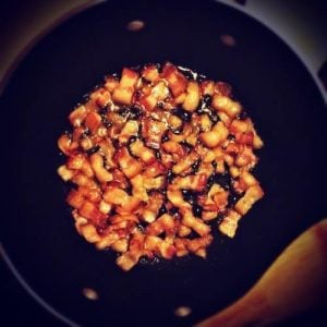 Food in a skillet.