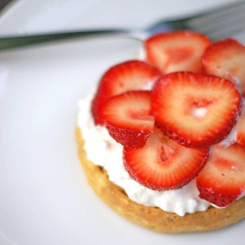 Waffle Berry Stacks Waffle Berry Stack on a plate with a fork