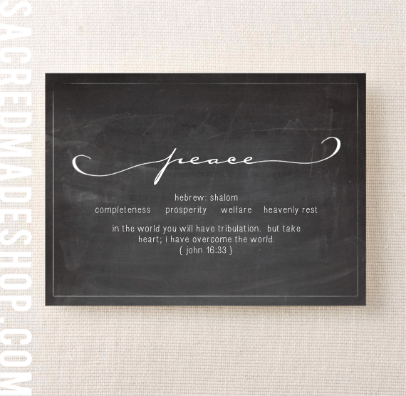 Peace chalkboard.