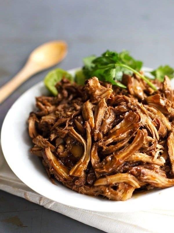 Honey Glazed Crockpot Chicken Adobo - simple pantry ingredients, hardly any hands-on time, 200 calories. | https://applynowtoget.com