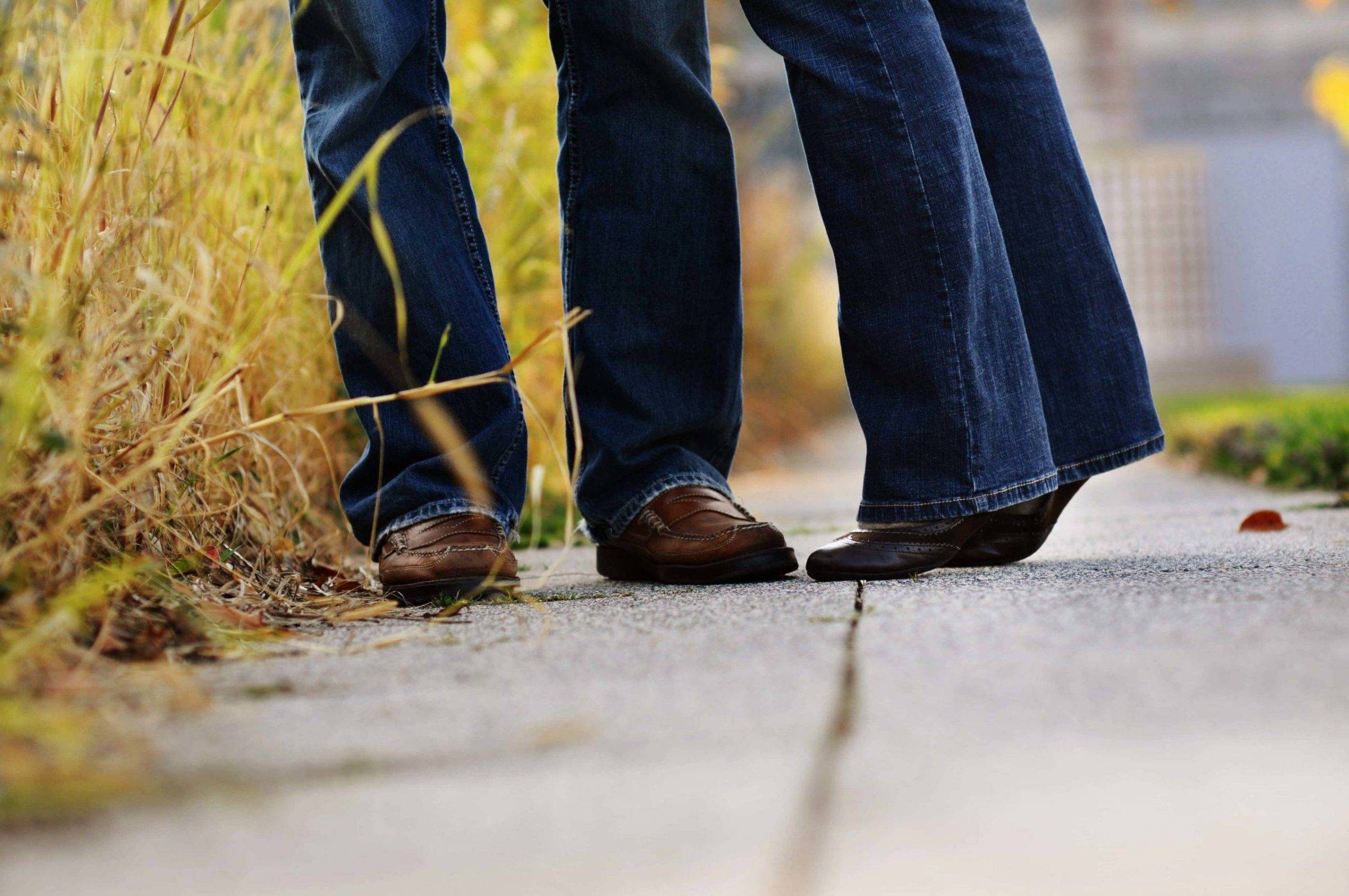 Man and woman's feet.
