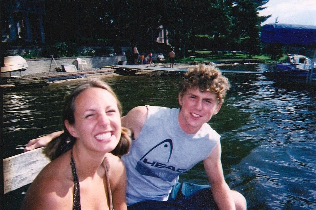 Man and woman on a dock.