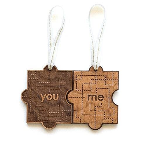 Puzzle piece ornaments.