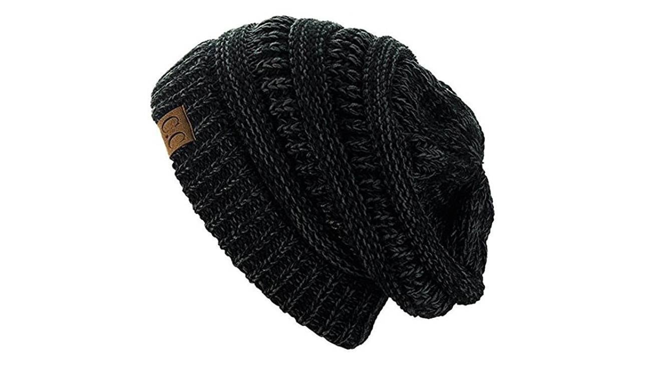Slouching winter hat.