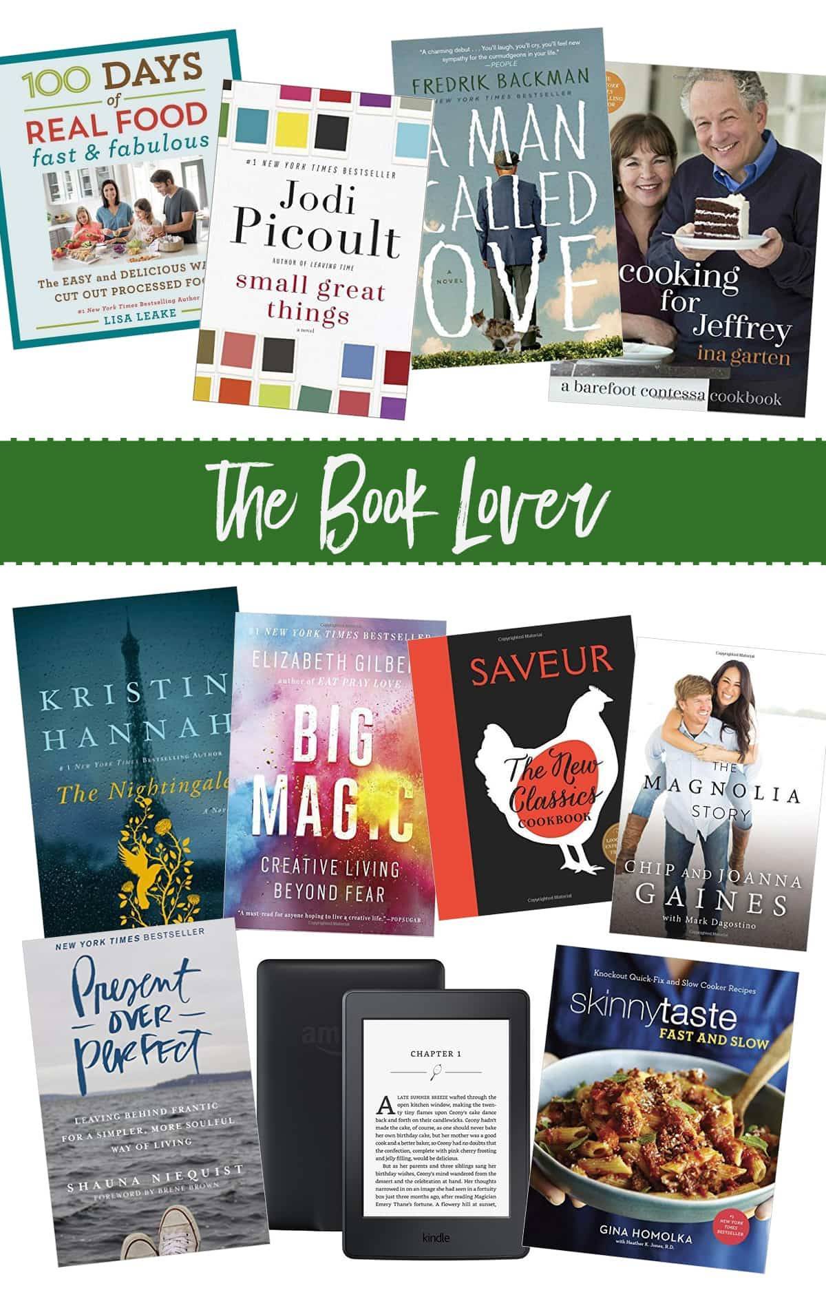 For the book lover, ten covers and a Kindle are shown.