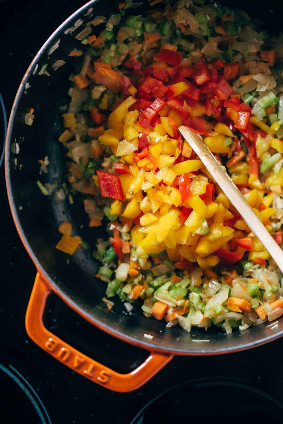 Mirepoix and Vegetables for the Gumbo.