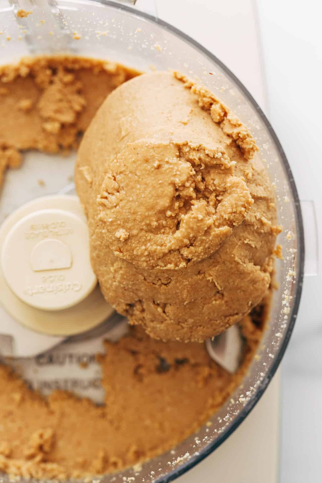 Peanut butter processed in food processor
