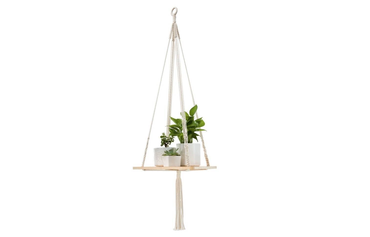 Hanging plant shelf.