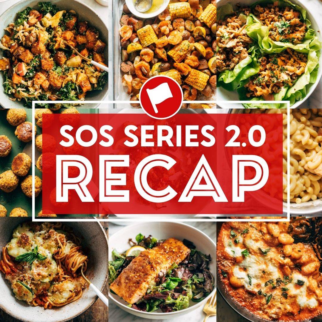 Collage of recipes from the SOS Series 2.0.