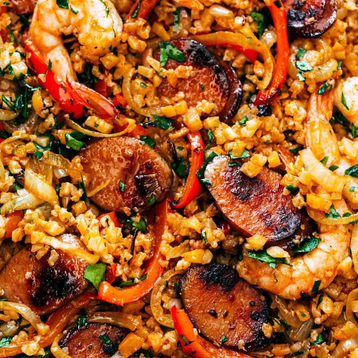 Jambalaya on a sheet pan.