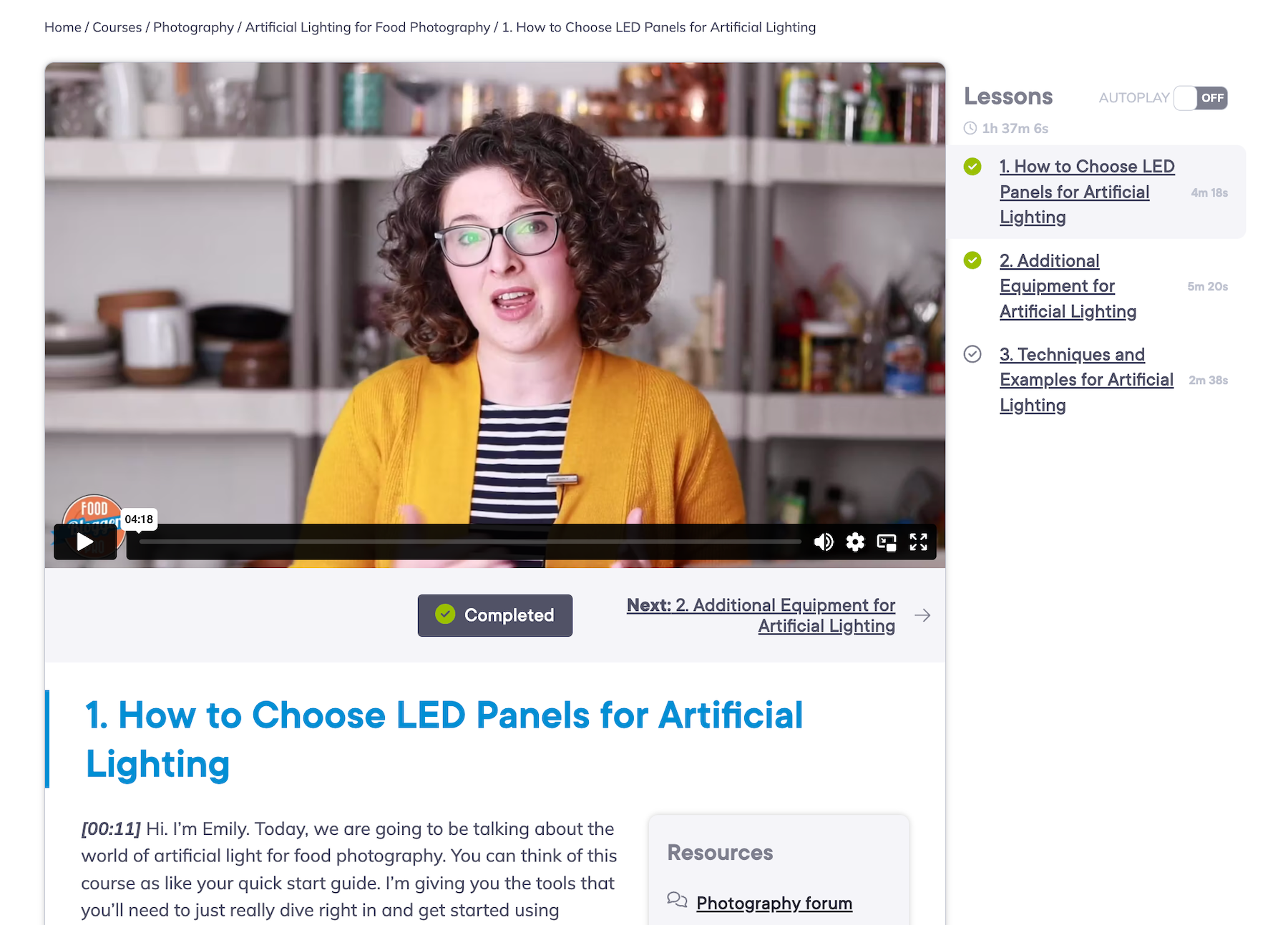 Artificial Lighting with Food Photography course, Lesson 1 on Food Blogger Pro