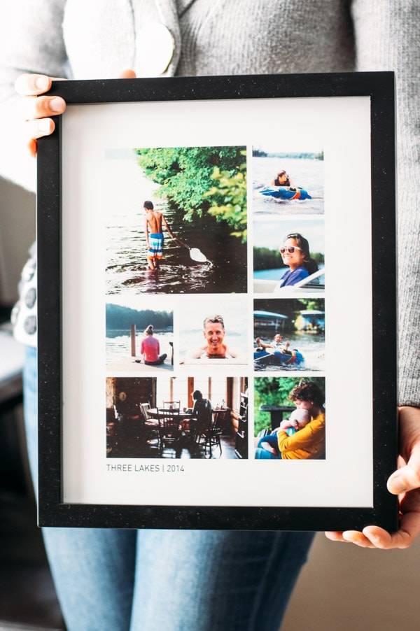Frame with cabin photos.